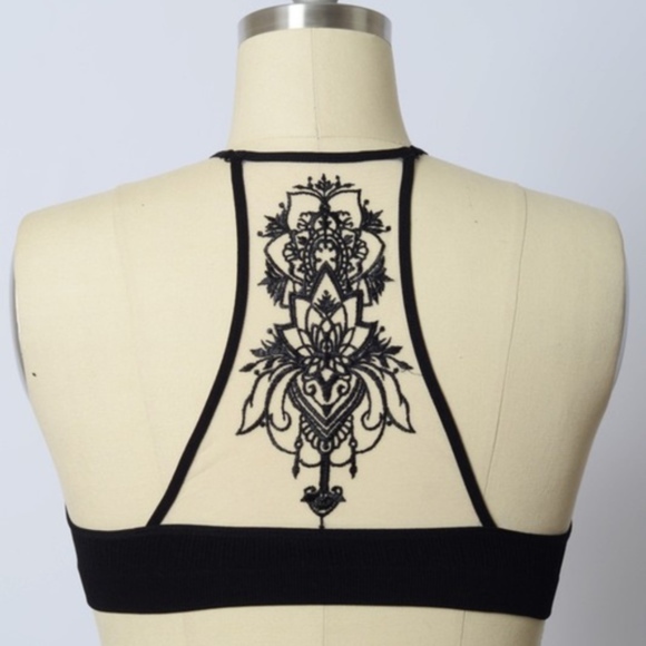black boho mesh racerback bralette - Picture 4 of 5